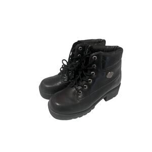 Harley Davidson Womens black Leather lace up ankle Motorcycle Boots US Size 8